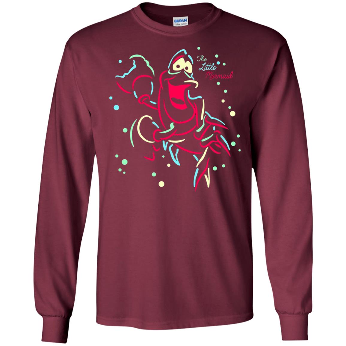 Disney Little Mermaid Neon Sebastian Graphic T-shirt Maroon