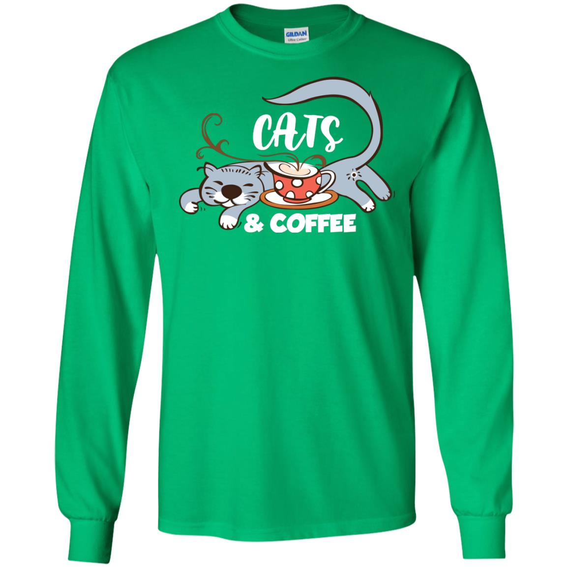 A Good Day Start With Cat And Coffee Cat Lover T-shirt Irish Green
