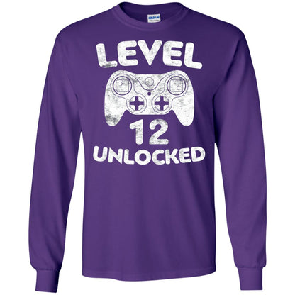 Level 12 Unlocked 12th Video Gamer Birthday Shirt Purple