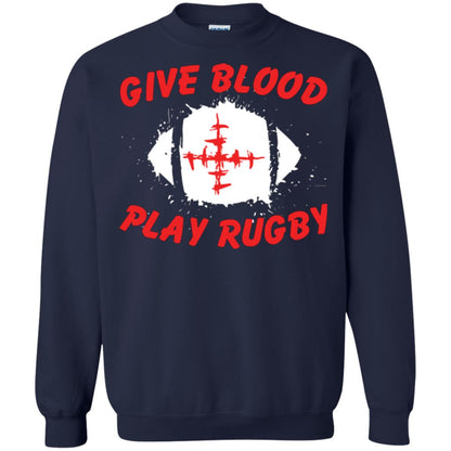 Football Lover T-shirt Give Blood Play Rugby Navy