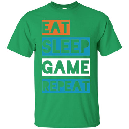 Eat Sleep Game Repeat Video Gamer Player T-shirt Irish Green