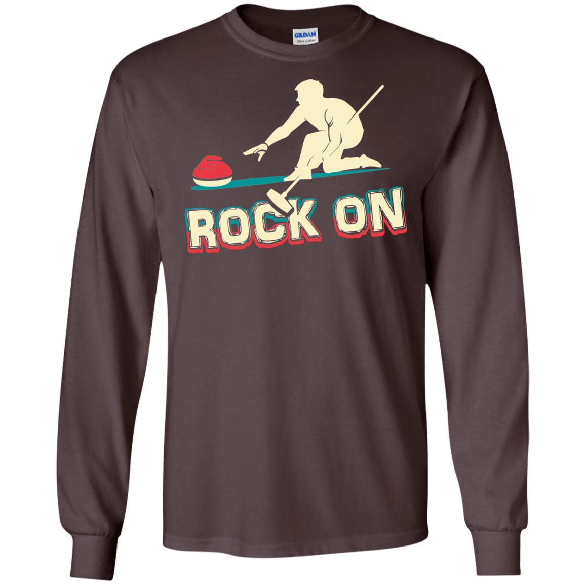Curling Winter Lover T-shirt Rock On Curling Winter Sports Dark Chocolate