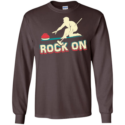 Curling Winter Lover T-shirt Rock On Curling Winter Sports Dark Chocolate