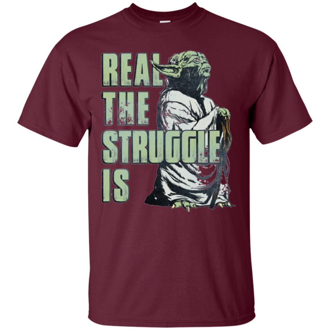 Film T-shirt Star Wars Yoda Real The Struggle Is Graphic Maroon