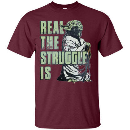 Film T-shirt Star Wars Yoda Real The Struggle Is Graphic Maroon