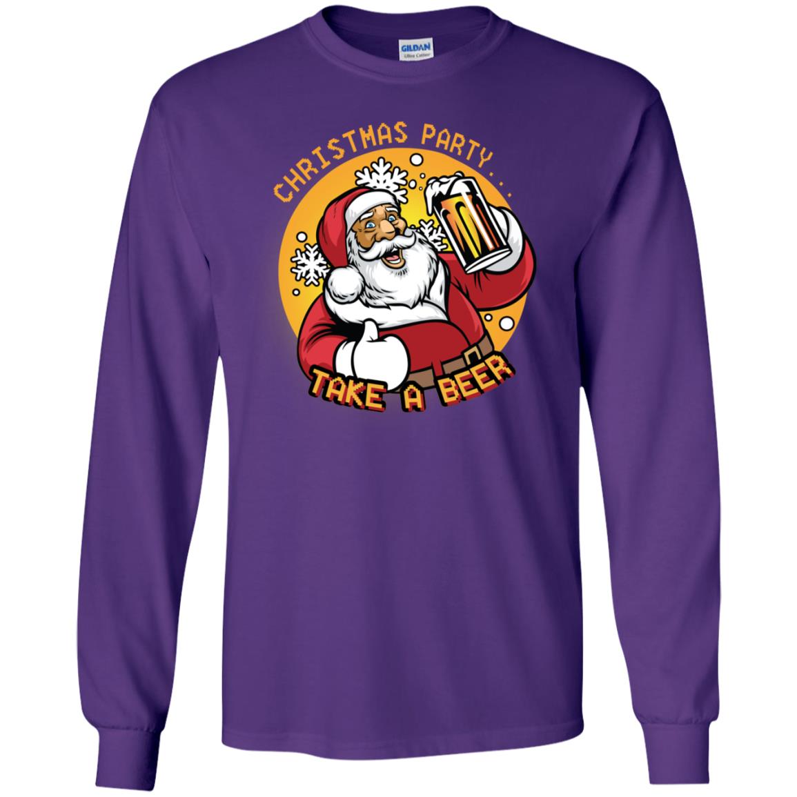 Christmas Party Take A Beer Santa X-mas Gift Shirt Purple