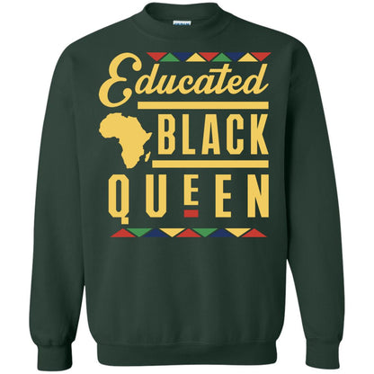 African American T-shirt Educated Black Queen Forest Green