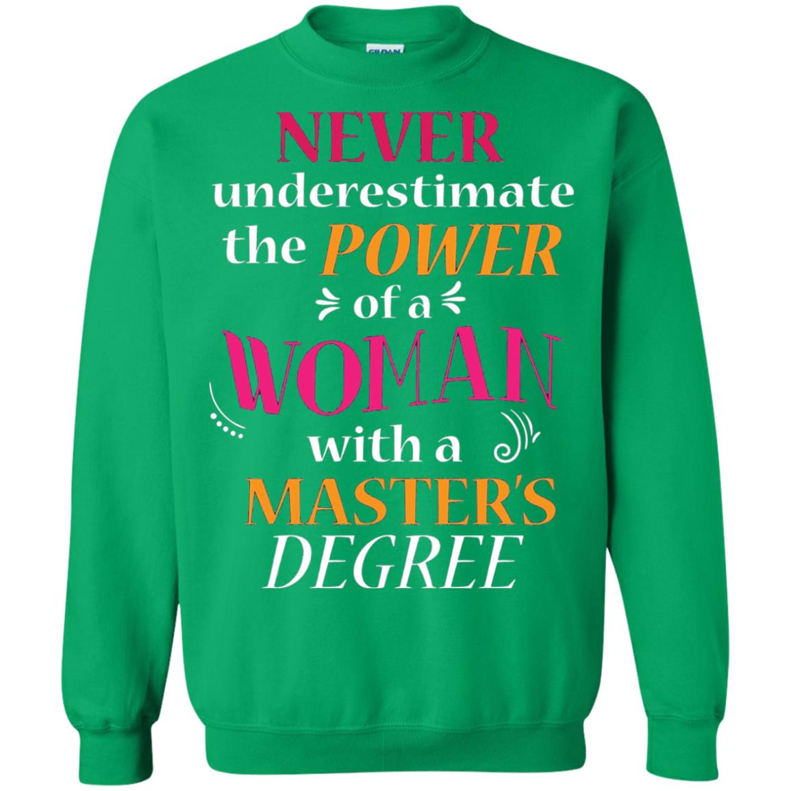 Funny Masters Degree T-shirt Never Underestimate The Power Irish Green
