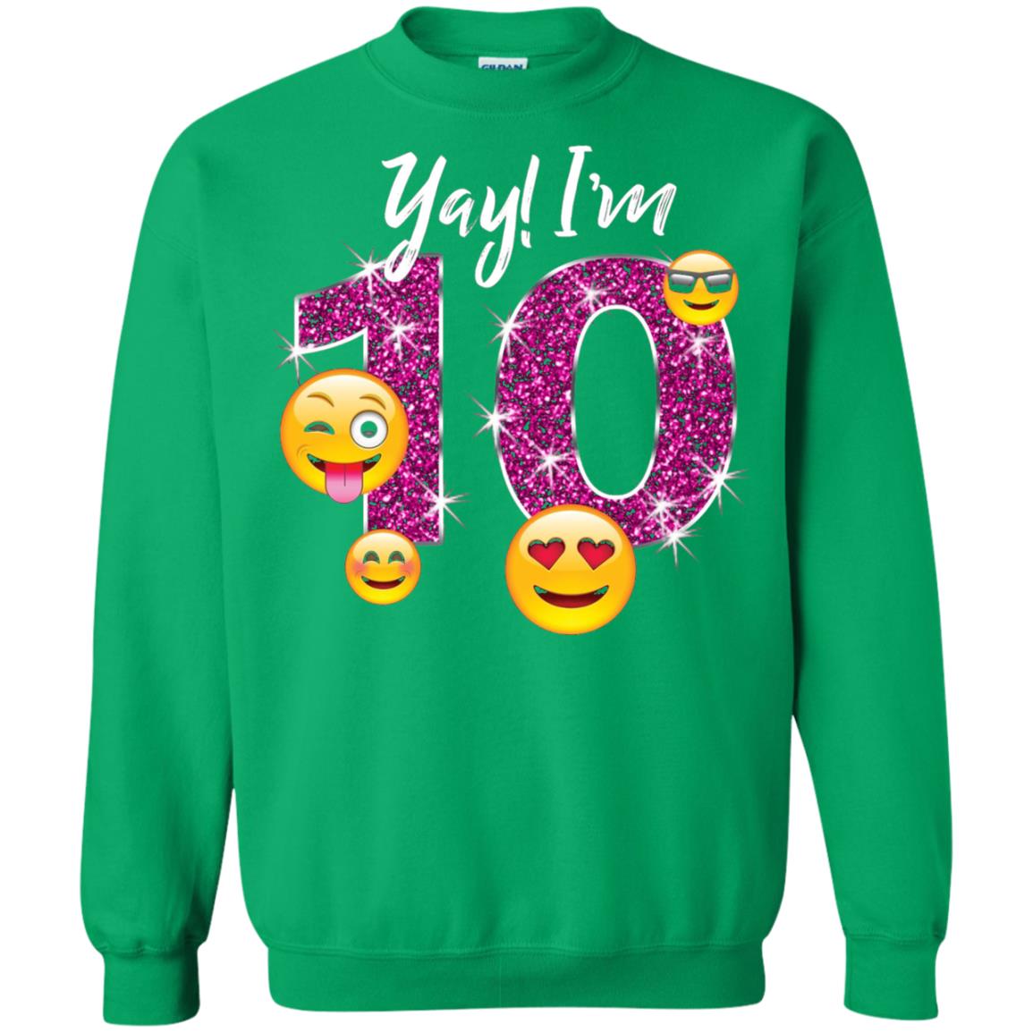 Funny Emoji Birthday 10th Birthday T-shirt Irish Green