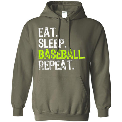 Baseball T-shirt Eat Sleep Baseball Repeat Military Green