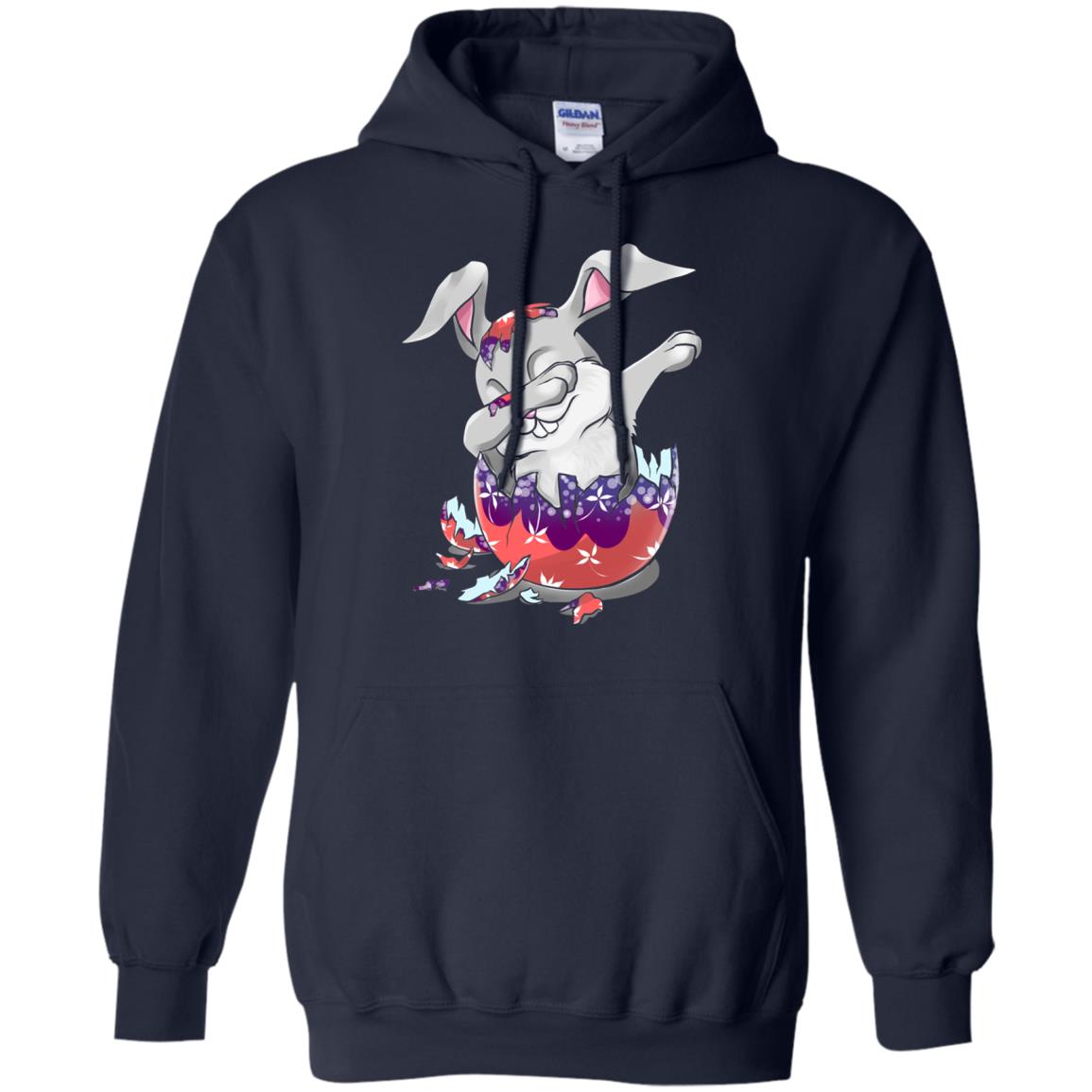 Funny Dabbing Bunny T-shirt For Kids Easter Gift Navy