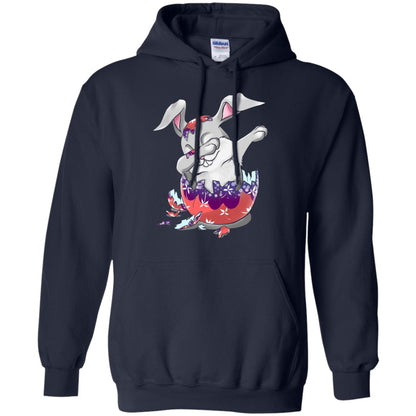 Funny Dabbing Bunny T-shirt For Kids Easter Gift Navy