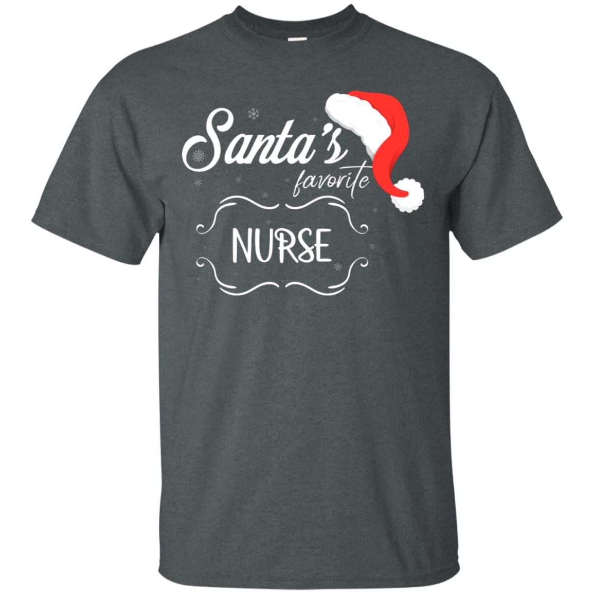Santa's Favorite Nurse Nursing X-mas Gift Shirt For Nurse Dark Heather