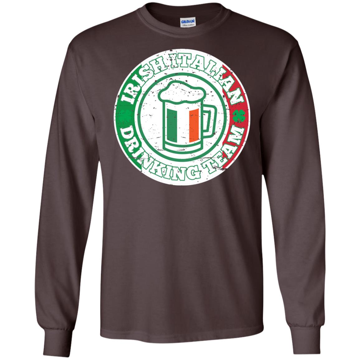 Irish Italian Drinking Team Italy Flag St Patrick_s Day T-shirt Dark Chocolate