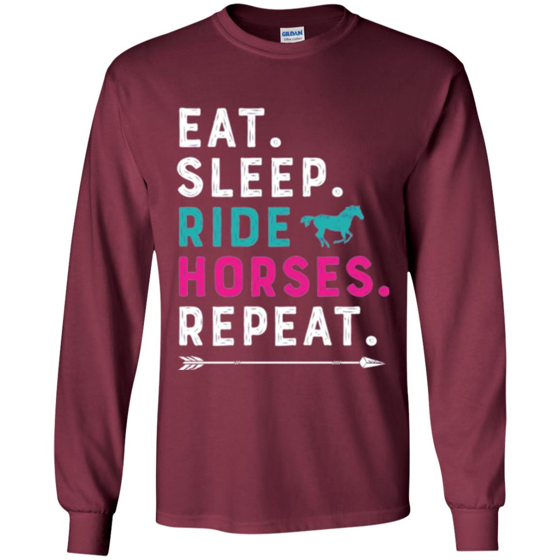 Horseback Lovers T-shirt Eat Sleep Ride Horses Repeat Maroon