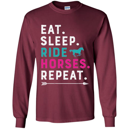 Horseback Lovers T-shirt Eat Sleep Ride Horses Repeat Maroon