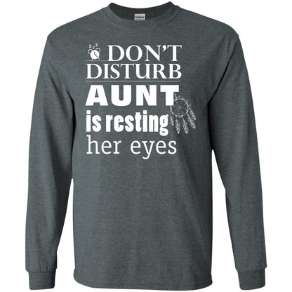 Don't Disturb Aunt Is Resting Her Eyes Funny Auntie Shirt Dark Heather