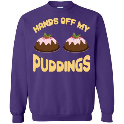 Christmas T-shirt Hands Off My Puddings Purple