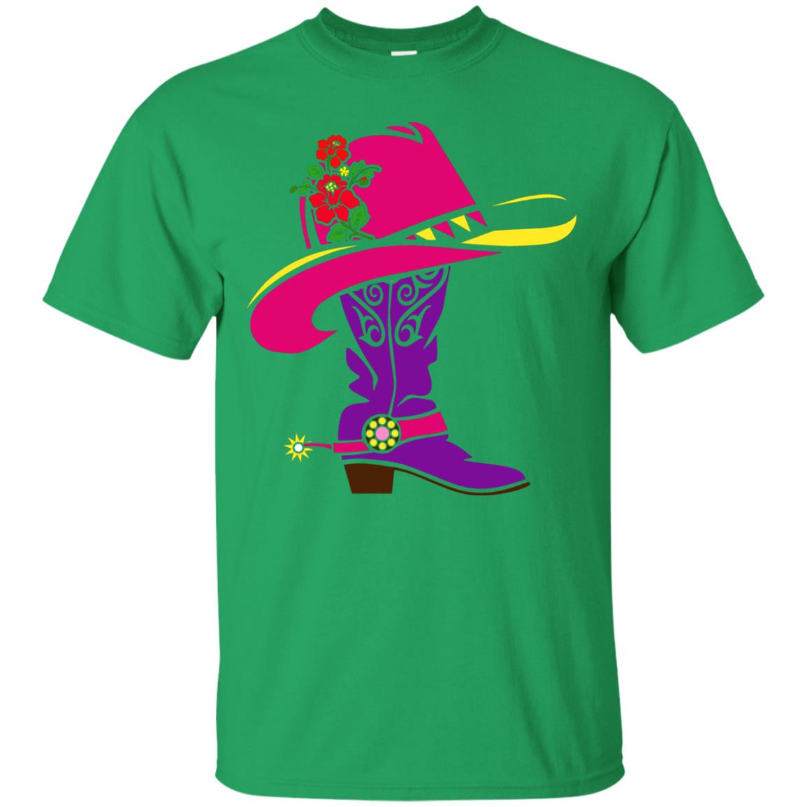 Cowgirl Boots With Hat T-shirt Irish Green