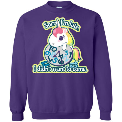Unicorn Lover T-shirt Sorry I_m Late I Didn_t Want To Come Purple