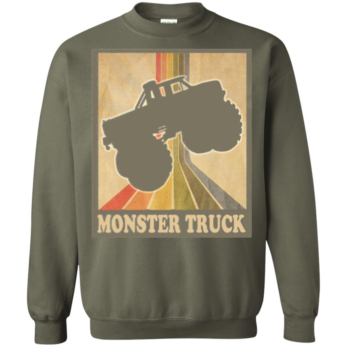 Vintage Big Size Truck Tee Retro Monster Truck T Shirt Military Green