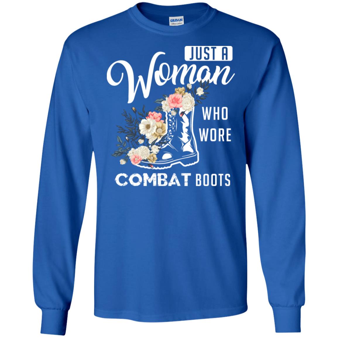 Just A Woman Who More Combat Boots Female Veteran T-shirt Royal