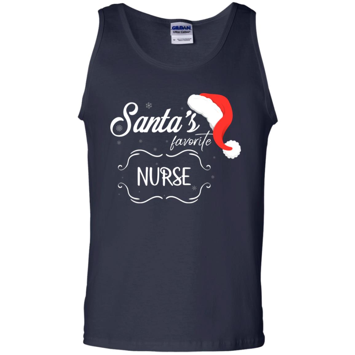Santa's Favorite Nurse Nursing X-mas Gift Shirt For Nurse Navy