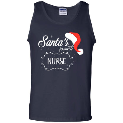 Santa's Favorite Nurse Nursing X-mas Gift Shirt For Nurse Navy