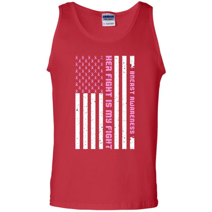 Breast Awareness His Fight Is My Fight Pink Ribbon Stars Flag Of Usa Shirt Red