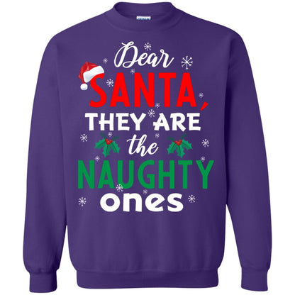 Dear Santa They Are The Naughty Ones Funny X-mas Gift Shirt Purple