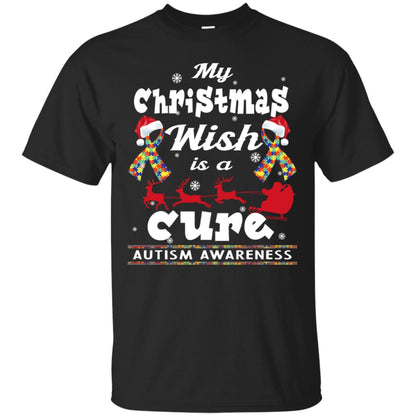 My Christmas Wish Is A Cure Autism Awareness X-mas Gift Shirt Black