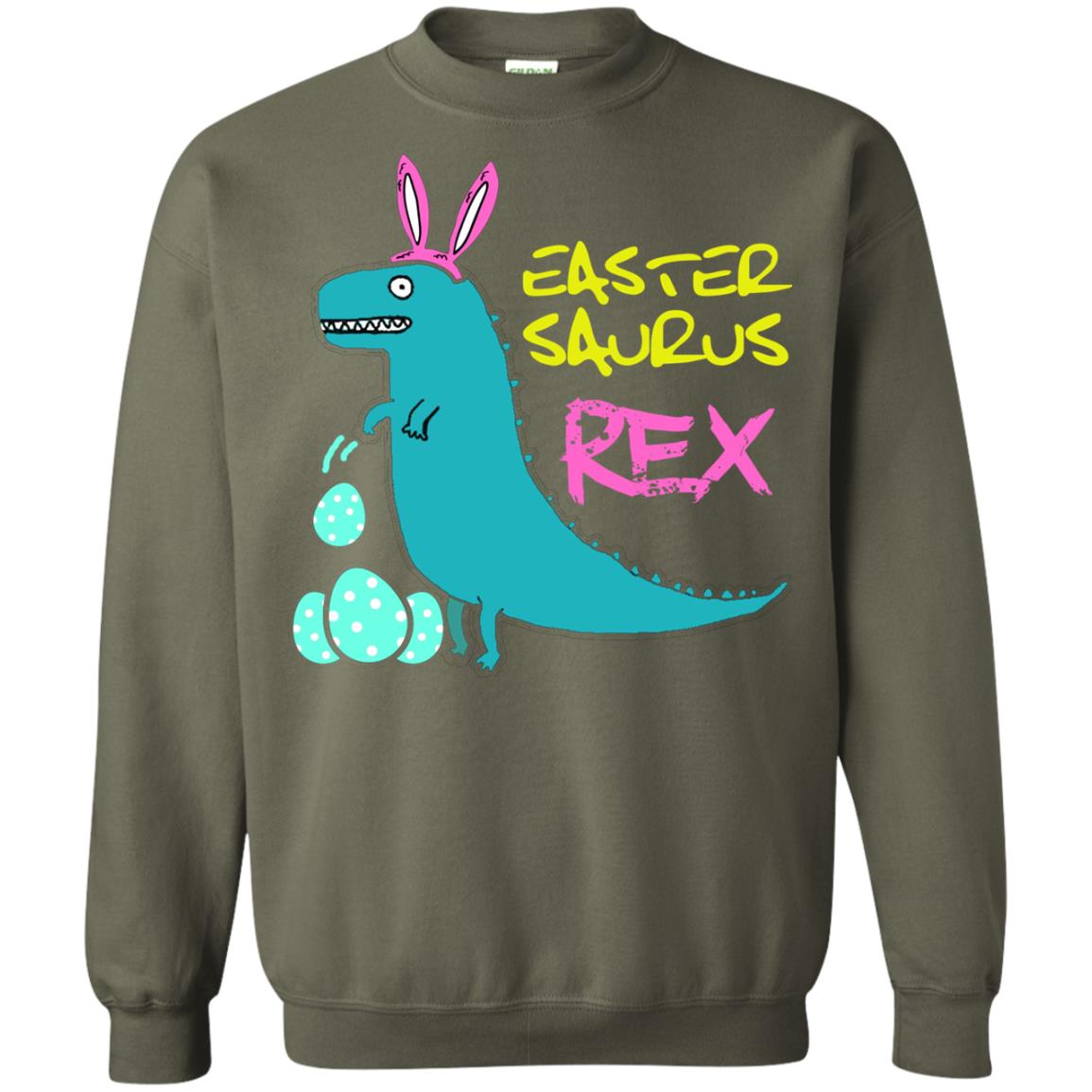 Easter Saurus Trex Bunny Dinosaur T-shirt Military Green