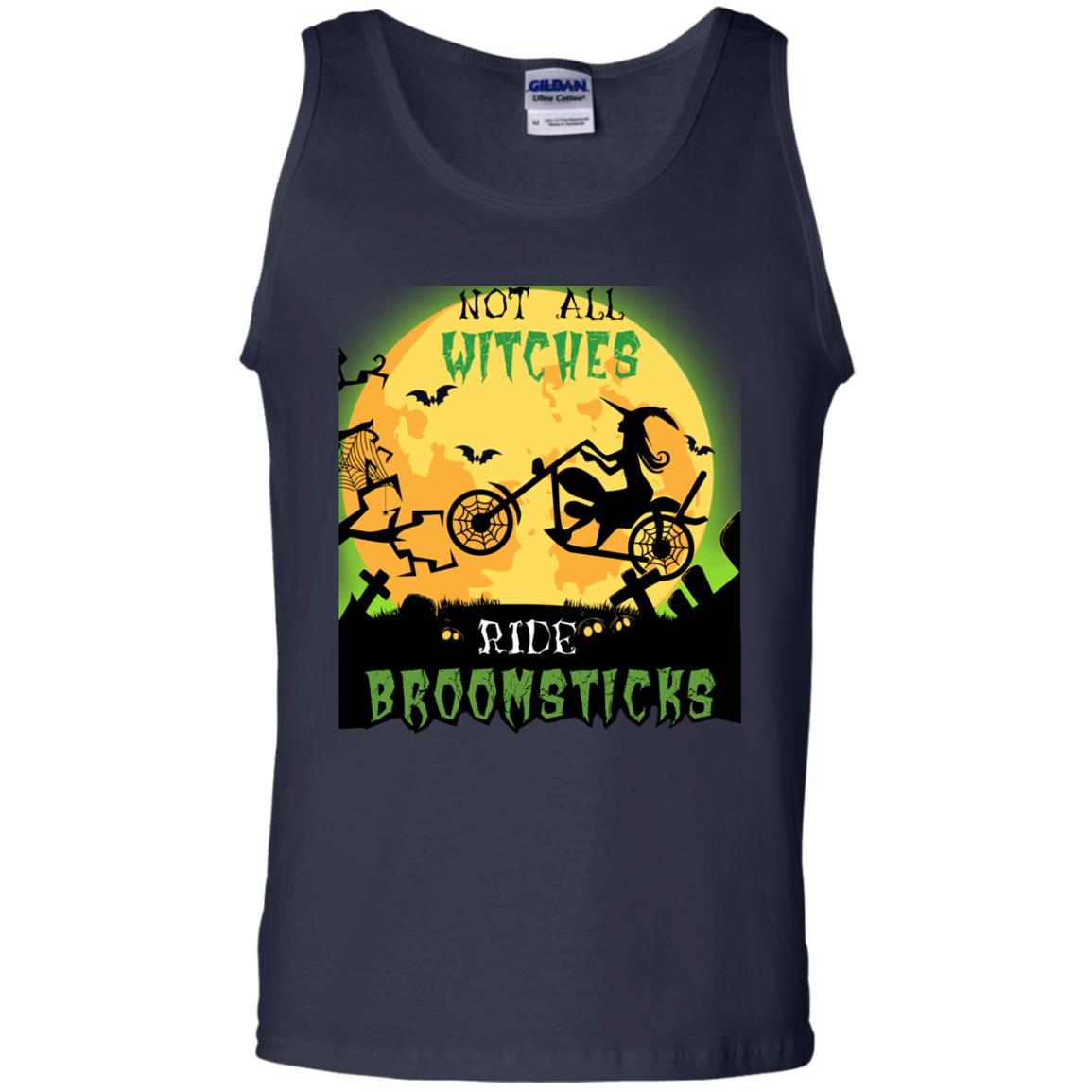 Not All Witches Ride Broomsticks Witches Ride A Motorcycle Funny Halloween Shirt Navy