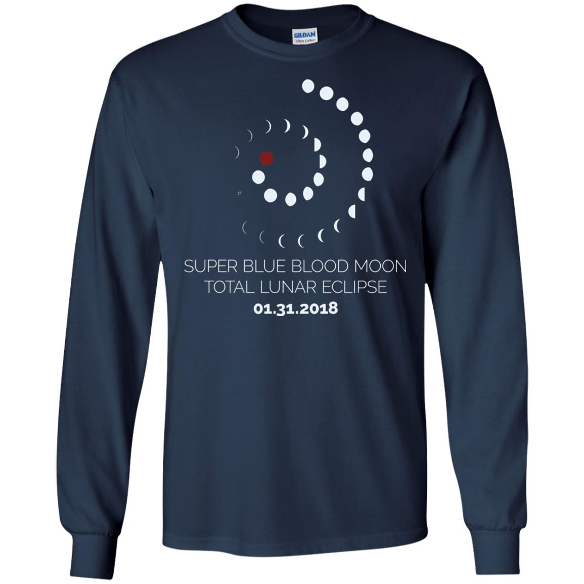 Super Blue Blood Moon Total Lunar Eclipse 2018 T-shirt Navy