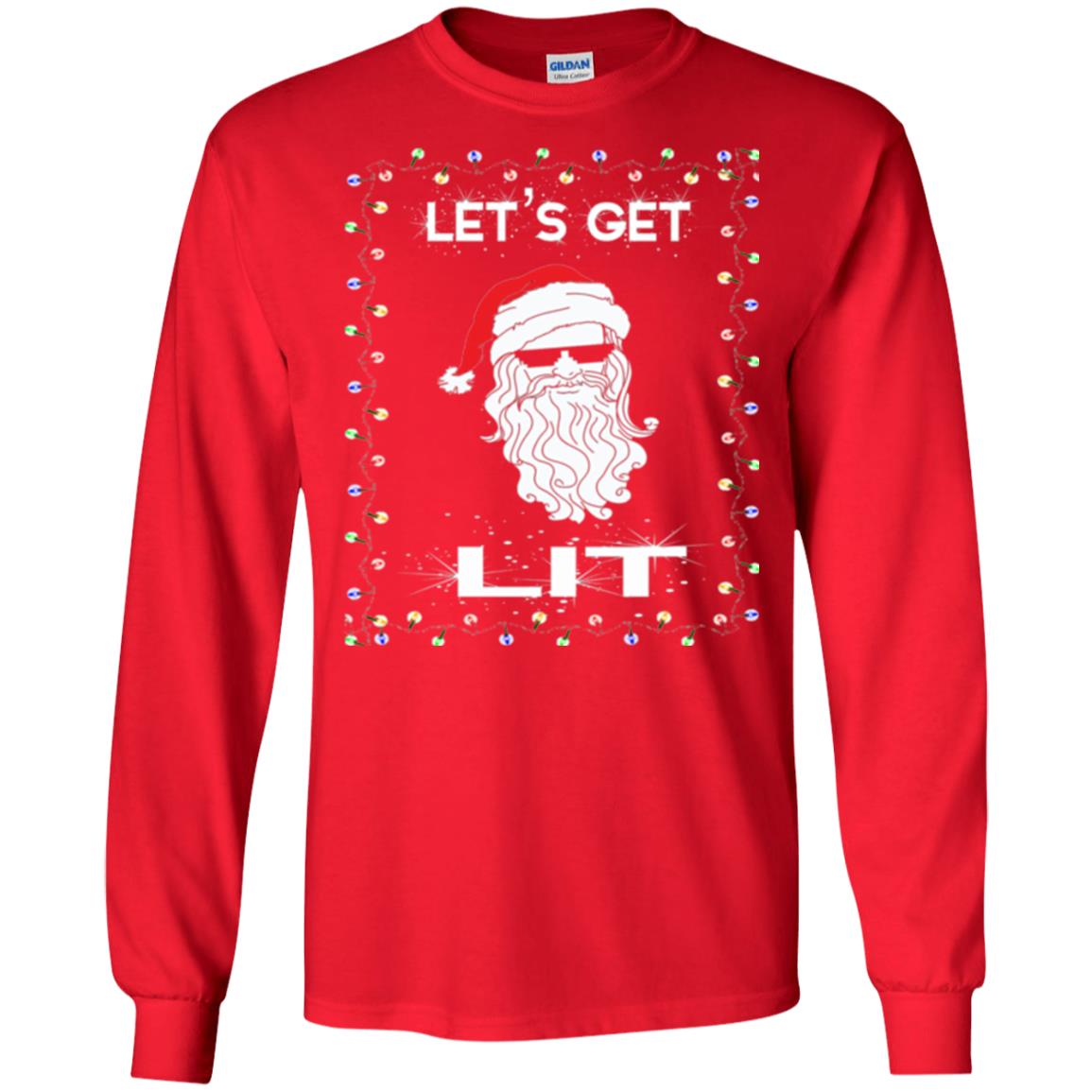 Christmas T-shirt Let_s Get Lit Red