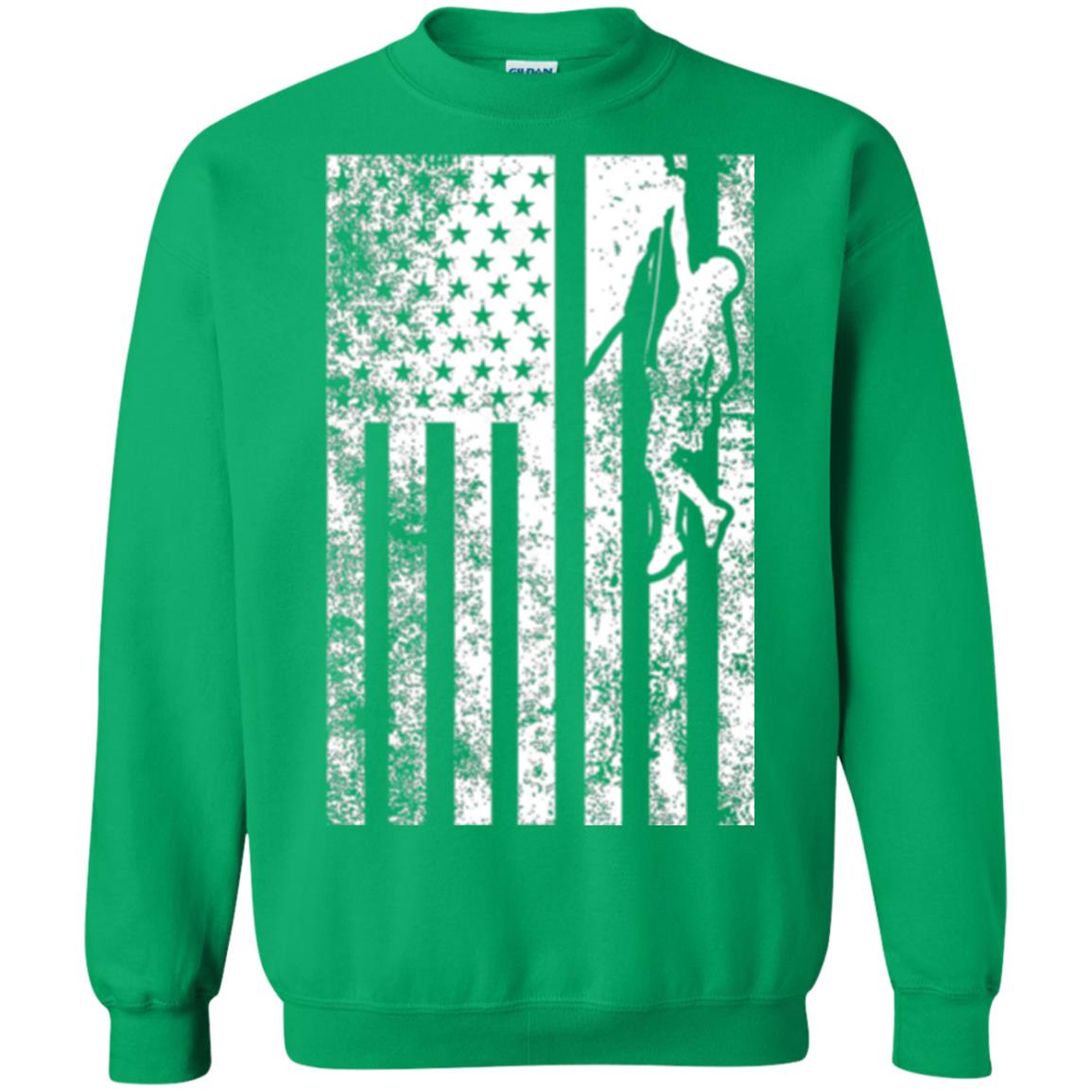 Rock Climbing T Shirt - Rock Climbing Flag Of United States T-shirt Irish Green