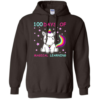 Unicorn Lover T-shirt 100 Days Of Mgical Learning Dark Chocolate