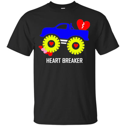 Heart Breaker Cute Blue Monster Truck Valentine_s Day T-shirt Black