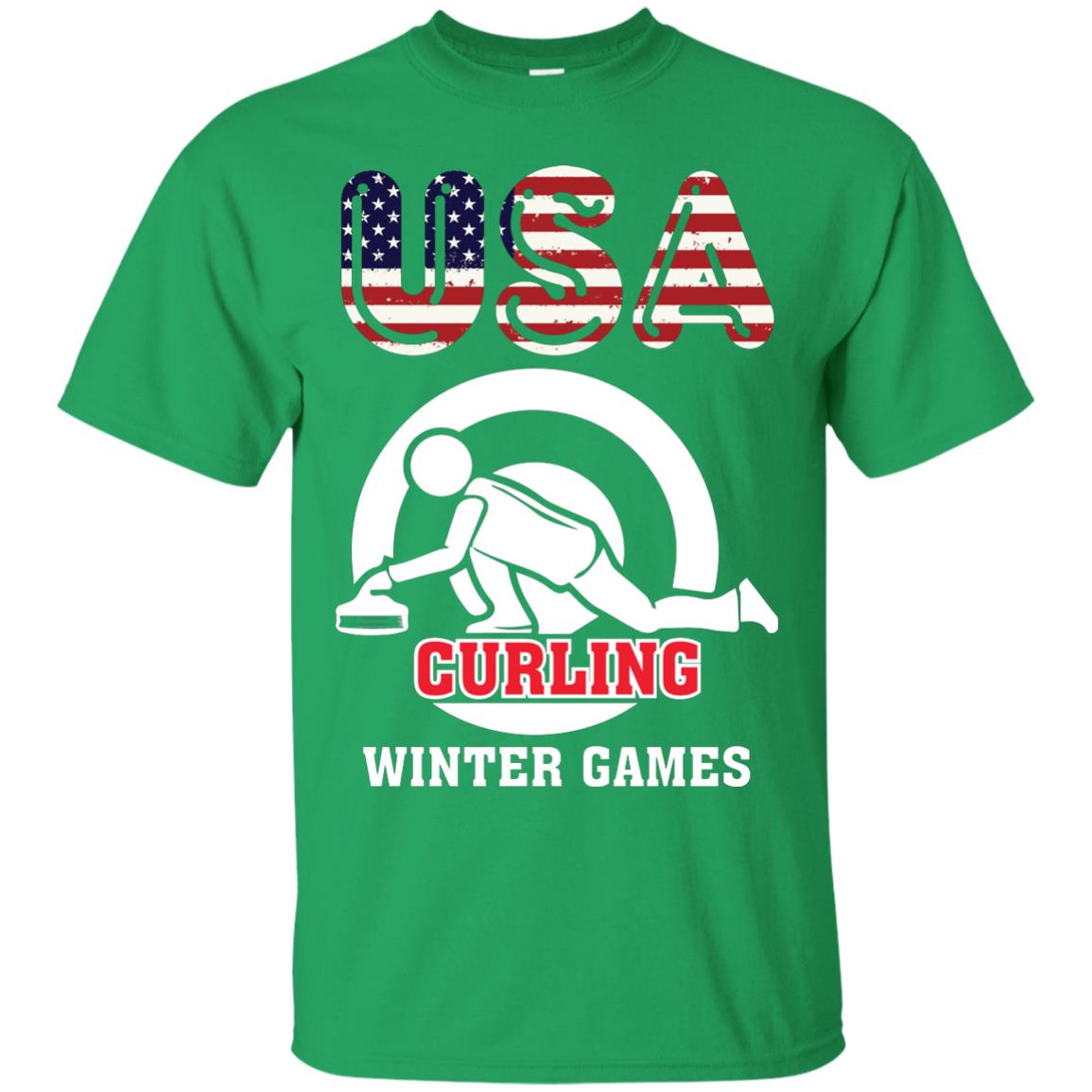 Usa Curling Winter Games Curling Lover T-shirt Irish Green