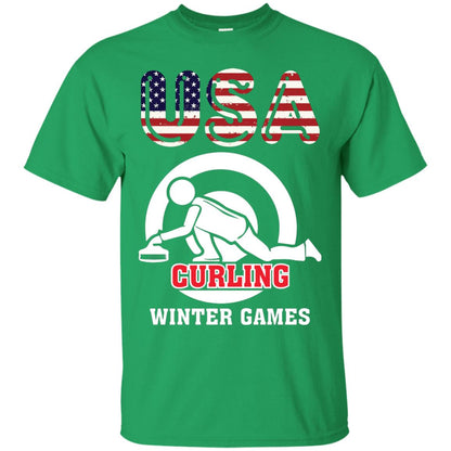 Usa Curling Winter Games Curling Lover T-shirt Irish Green