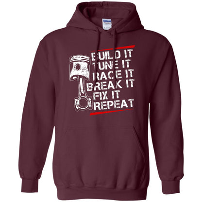 Build It Tune It Race It Break It Fix It Repeat Racecar Steps T-shirt Maroon