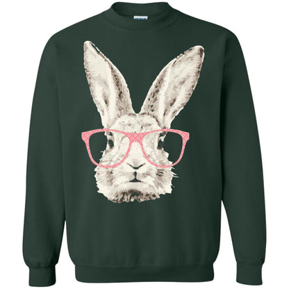 Easter Bunny Rabbit Pink Glasses Funny Hipster Shirt Forest Green