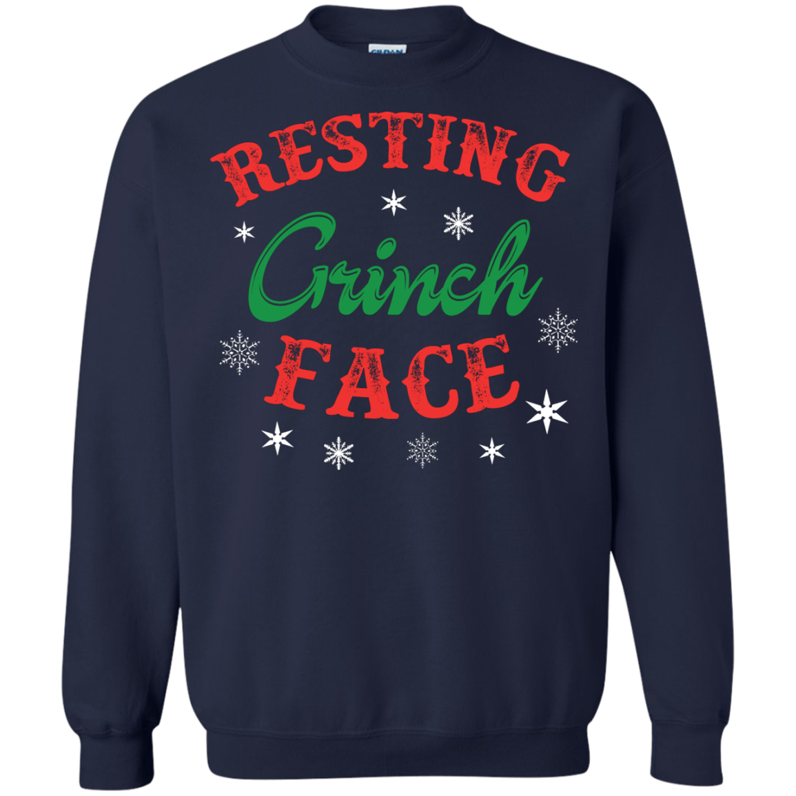 Christmas T-Shirt Resting Grinch Face Navy