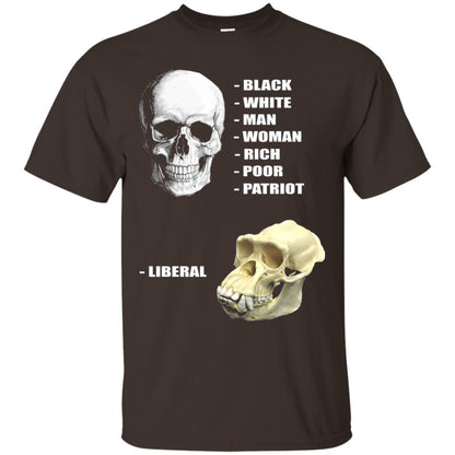 Funny Cool Skulls T-shirt Modern America Patriot Liberal Dark Chocolate