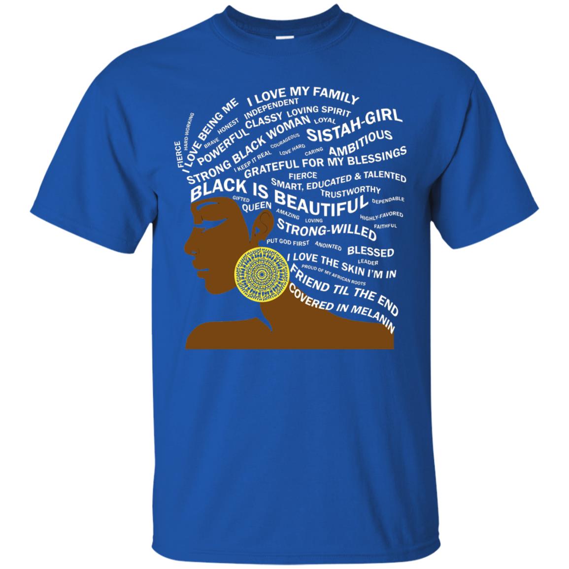 Black Is Beautiful Black History Month Word Art T-shirt Royal