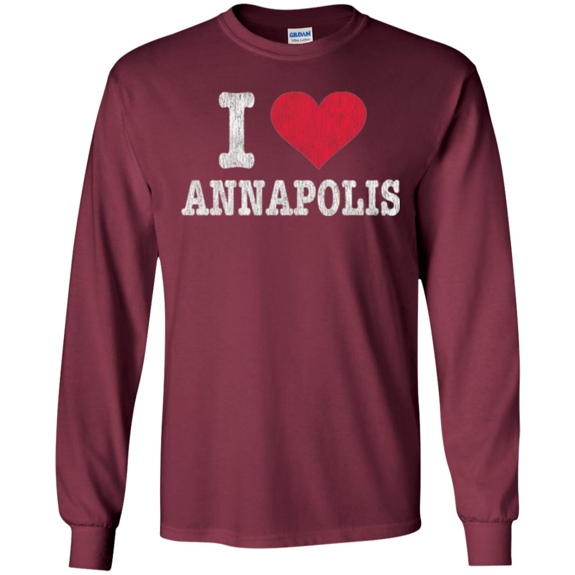 Distressed Retro I Love Annapolis T-shirt Maroon
