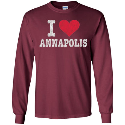 Distressed Retro I Love Annapolis T-shirt Maroon
