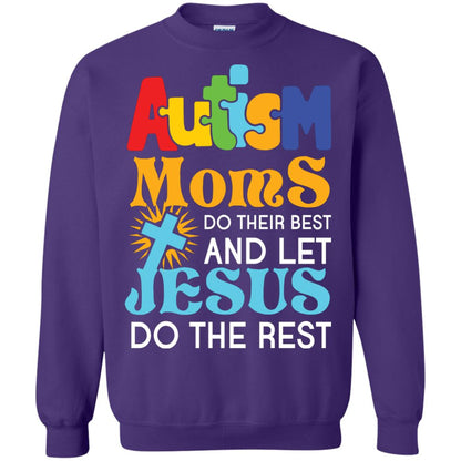 Autism Moms Do Their Best And Let Jesus Do The Rest Autism Mom T-shirt Purple
