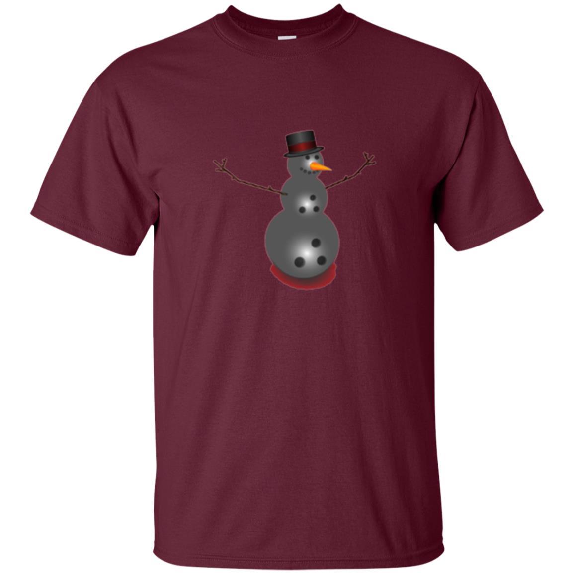 Christmas T-shirt Bowling Ball Snowman Maroon