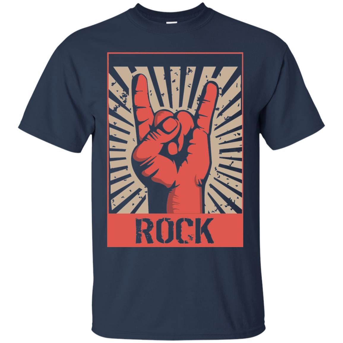 Vintage Rock Concert Band Poster 70s 80s Retro T-shirt Navy
